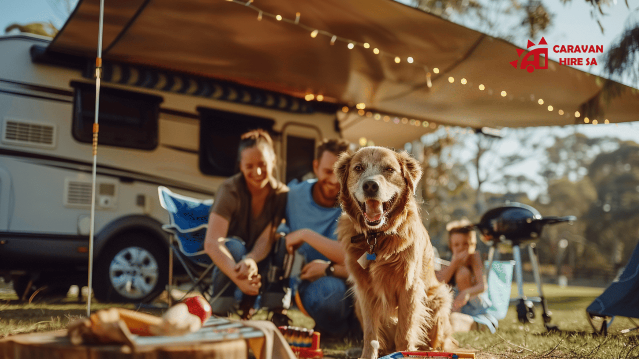 caravan with dog