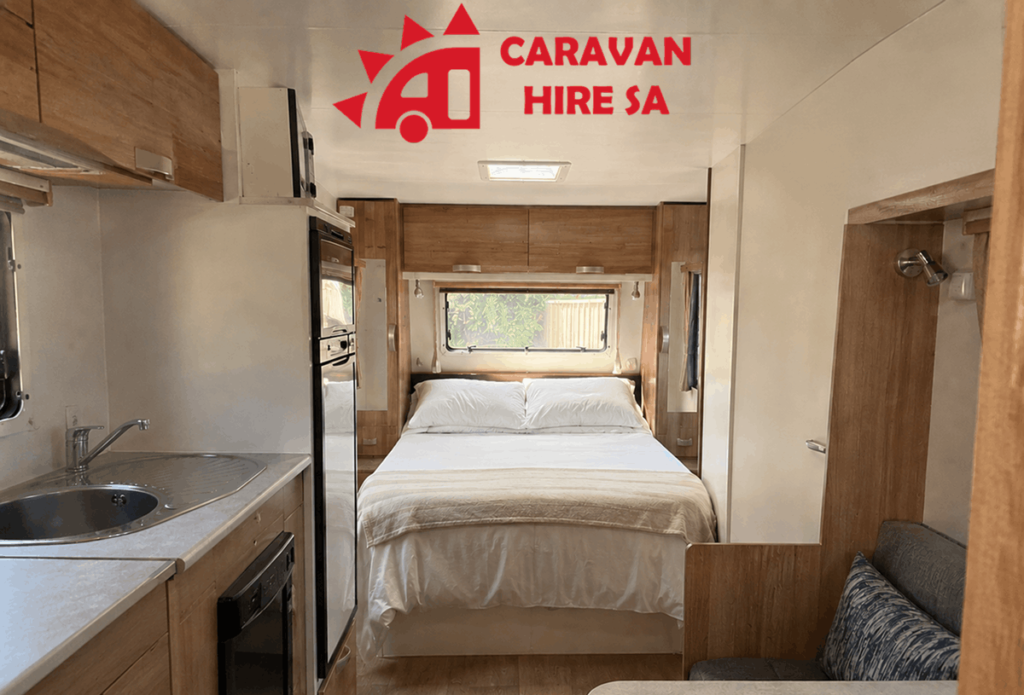 Clean caravan interior ready for backyard hire in Adelaide - Caravan Hire SA 